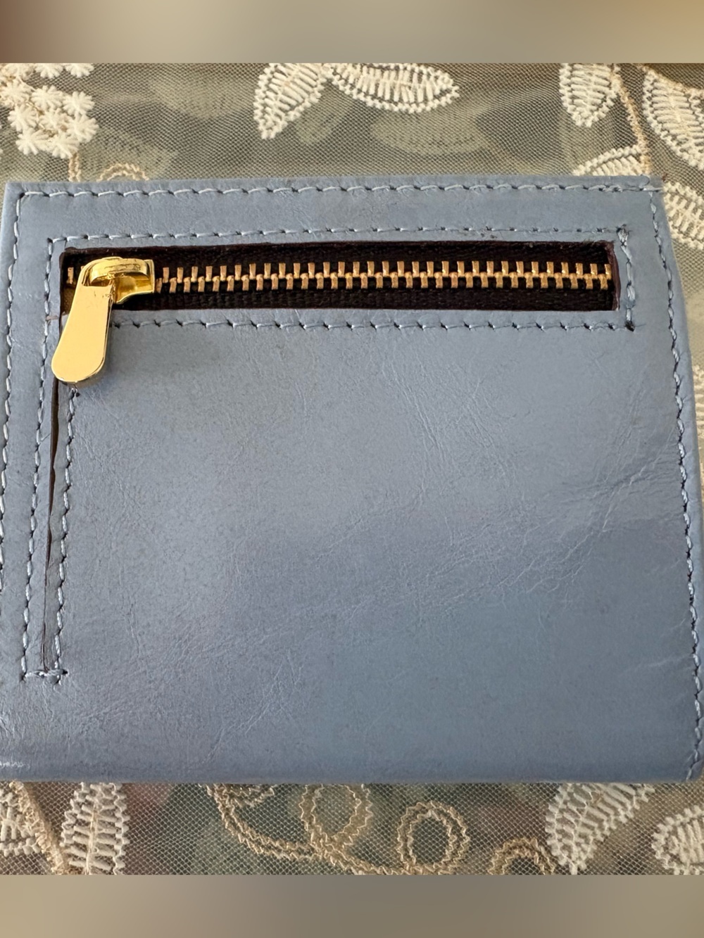 Lodis Genuine Leather Compact Bifold Wallet - Periwinkle / Slate Blue - Picture 4 of 10